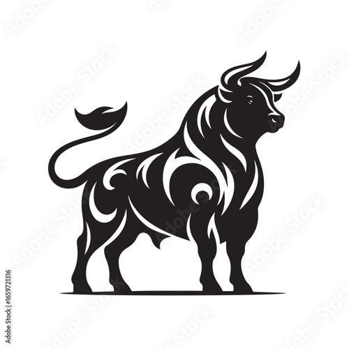 Powerful bull silhouette design representing strength and freedom