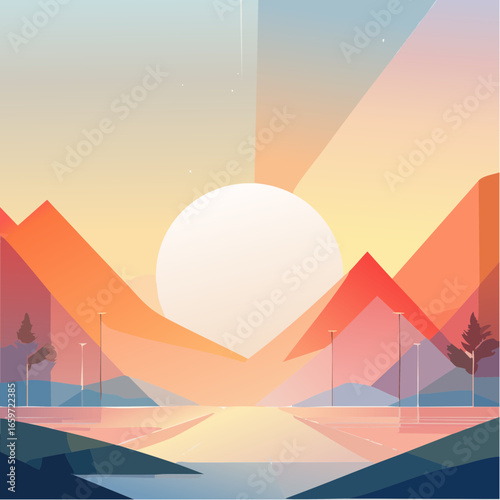 surreal abstract geometric background using layered translucent shapes