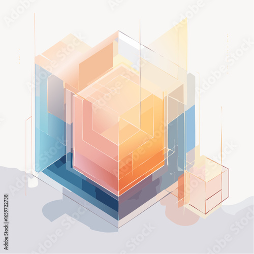 surreal abstract geometric background using layered translucent shapes