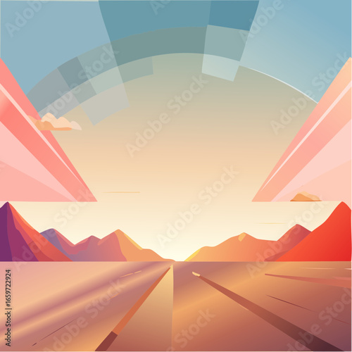 surreal abstract geometric background using layered translucent shapes