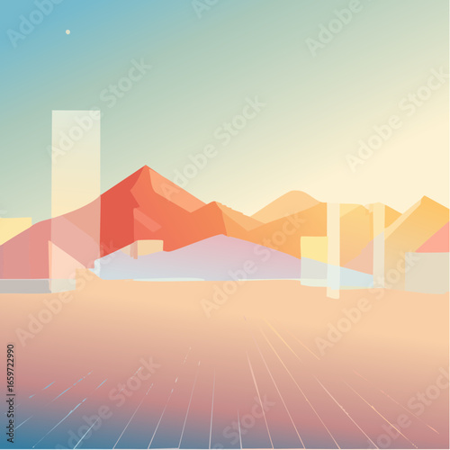 surreal abstract geometric background using layered translucent shapes