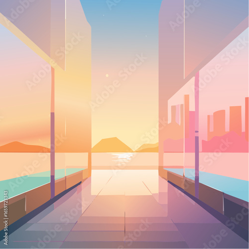 surreal abstract geometric background using layered translucent shapes