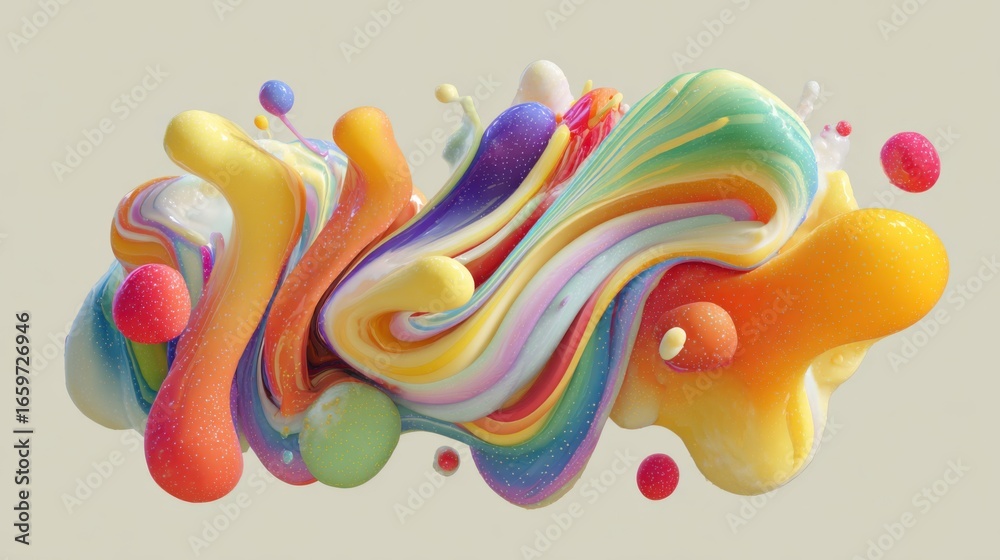 Naklejka premium Colorful abstract fluid art studio environment digital creation