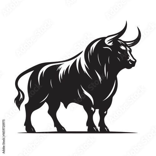 Powerful bull silhouette in dynamic pose
