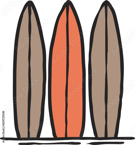 surf board collection vintage drawing vector