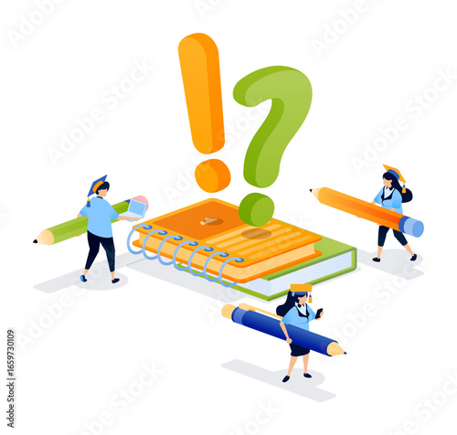 Questions and answers format that improves education quality and collaborative learning. Can be used for book cover, banner, website, web, educational brochure and scholarship ads