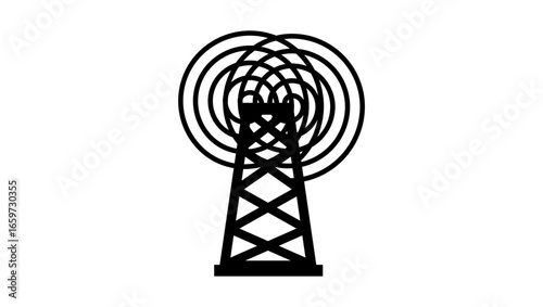Radio station symbol, black isolated silhouette
