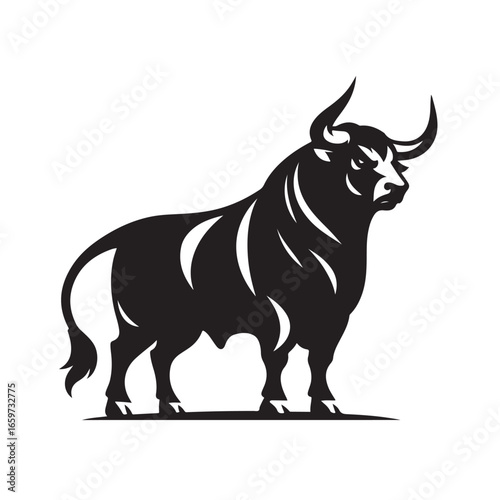 Powerful bull silhouette with dynamic lines suitable for sports or branding silhouette