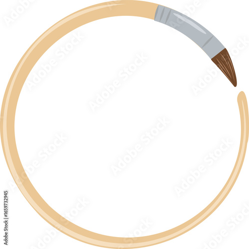 Paint brush forms a ring frame. Isolated blank template with copy space. Design for school, classes, hobbies, creativity, for college, kindergarten