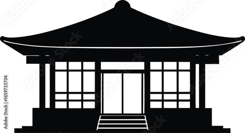 Silhouette vector of a traditional Japanese tea house