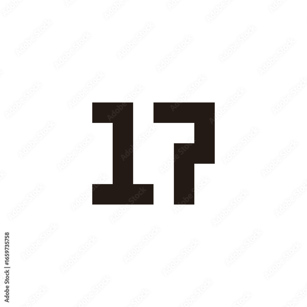 Obraz premium Number 17 square geometric symbol simple logo vector