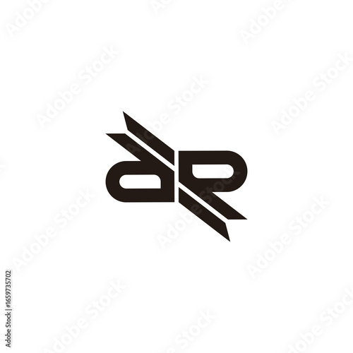 Letter dR ribbon geometric symbol simple logo vector