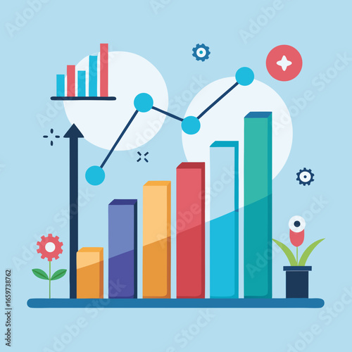 Business graph showing growth and success with financial data analysis