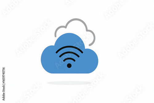 Vector of electronic clouds with wi-fi signal. Symbol of web data storage. Sign of mobile wireless