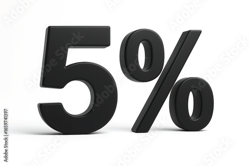 3D black 5% fifty percent discount sign