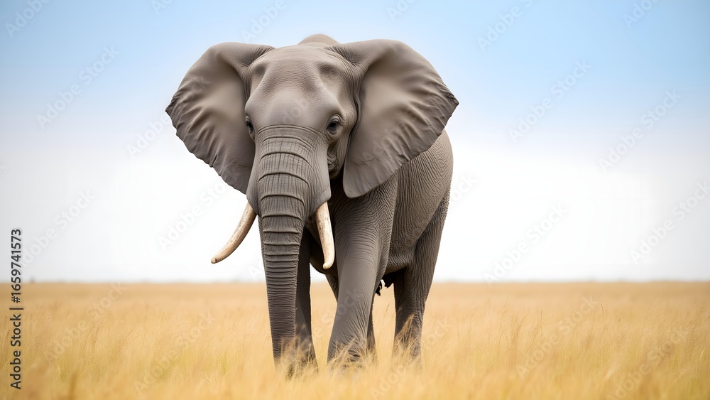 Fototapeta premium Elephant herds stroll on the African grassland