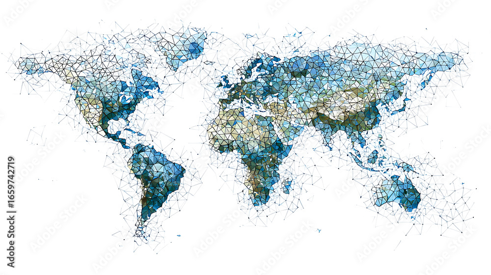 Obraz premium world map on blue background
