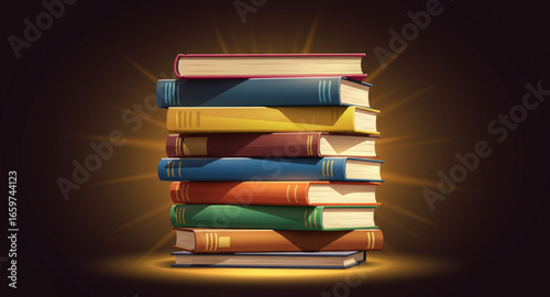 stack of books on a black background
