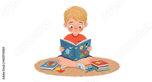 A boy reading a book 