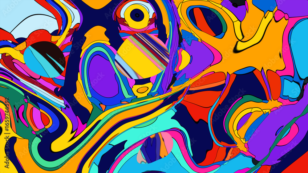 Fototapeta premium Abstract depiction of fluid dynamics with swirling colorful wave patterns in sharp detail on a clean background