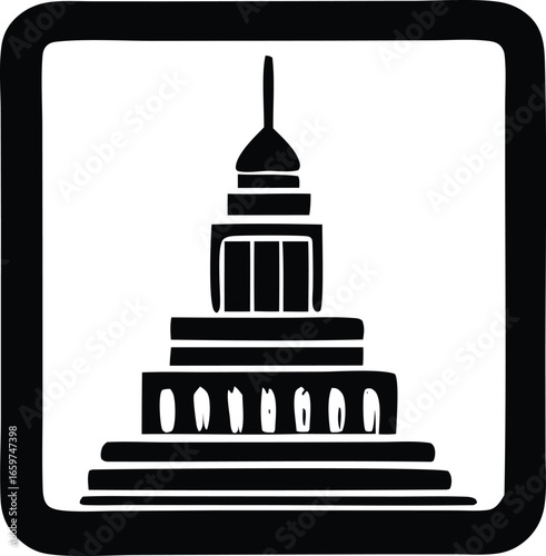 Iconic government building silhouette featuring classic architecture and majestic dome symbolizing law justice and authority