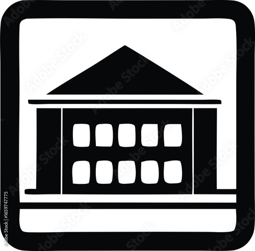 Classic building icon featuring a pedimented facade with multiple windows symbolic of government or financial institutions
