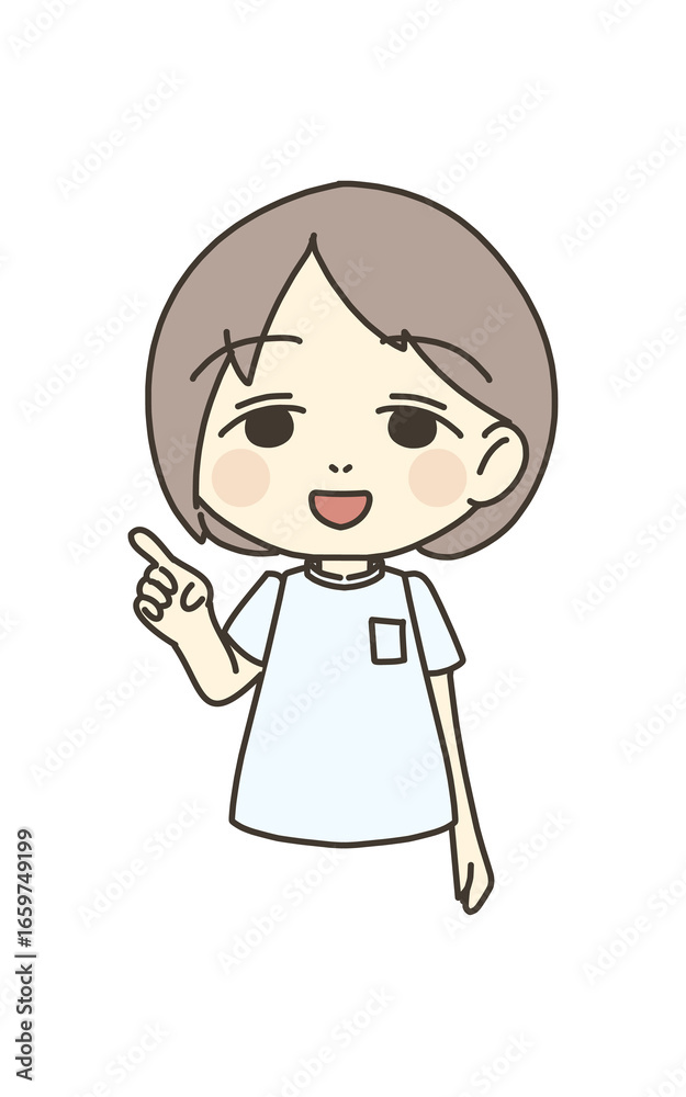 医療従事者の人物 イラスト素材 看護師 指差し 医療従事者の人物 イラスト素材 看護師 指差し