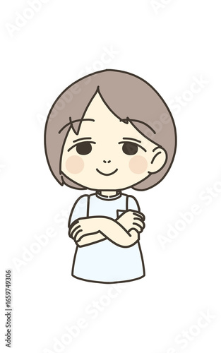 医療従事者の人物　イラスト素材　看護師　腕組み