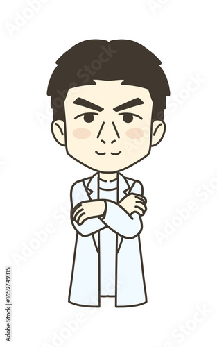 医療従事者の人物　イラスト素材　医師　腕組み