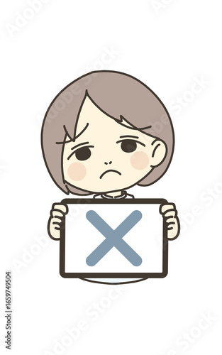 医療従事者の人物　イラスト素材　看護師　バツマーク