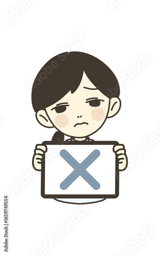 医療従事者の人物　イラスト素材　看護師　バツマーク