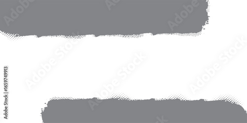 Two torn paper strips with rough edges gray and graphic element transparent background