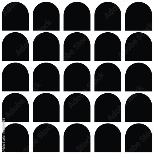 A grid of identical black arched shapes on a white background