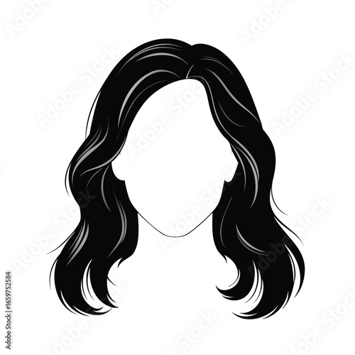 Stylized illustration of wavy black hair