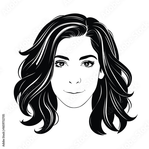 Stylized black wavy hair illustration
