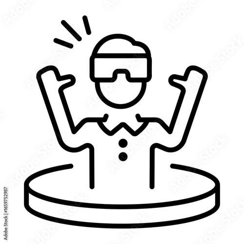 A line style icon representing vr experience concept