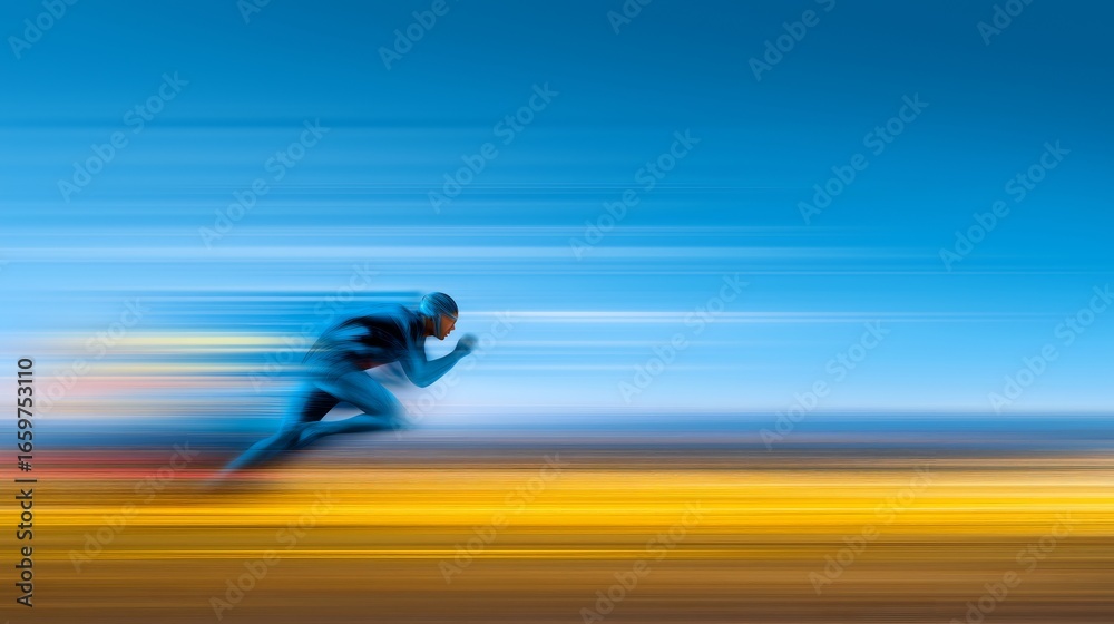Fototapeta premium Biegacz w ruchu z efektem prędkości i dynamicznym rozmyciem