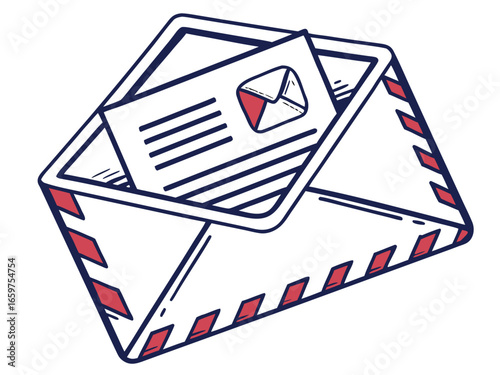 Cute, stylized illustration of a mail box. A simple, hand-drawn vector graphic of a mail box, perfect for branding, logos, or social media posts.