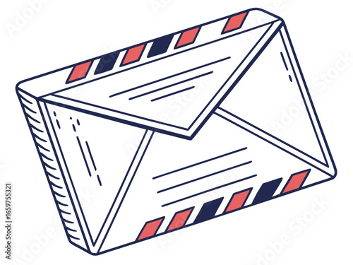 Cute, stylized illustration of a mail box. A simple, hand-drawn vector graphic of a mail box, perfect for branding, logos, or social media posts.