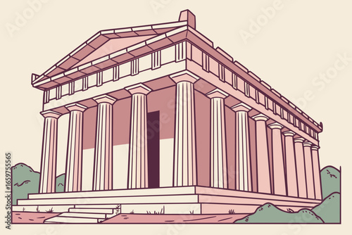 Illustration of the parthenon in athens, greece, a classical landmark
