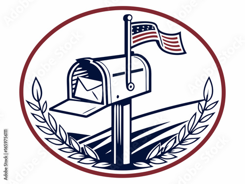 Cute, stylized illustration of a mail box. A simple, hand-drawn vector graphic of a mail box, perfect for branding, logos, or social media posts.