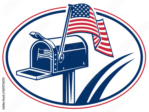 Cute, stylized illustration of a mail box. A simple, hand-drawn vector graphic of a mail box, perfect for branding, logos, or social media posts.