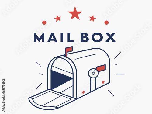 Cute, stylized illustration of a mail box. A simple, hand-drawn vector graphic of a mail box, perfect for branding, logos, or social media posts.