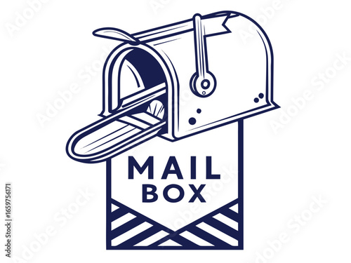Cute, stylized illustration of a mail box. A simple, hand-drawn vector graphic of a mail box, perfect for branding, logos, or social media posts.