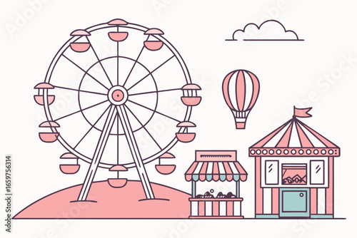 Ferris wheel and carnival attractions