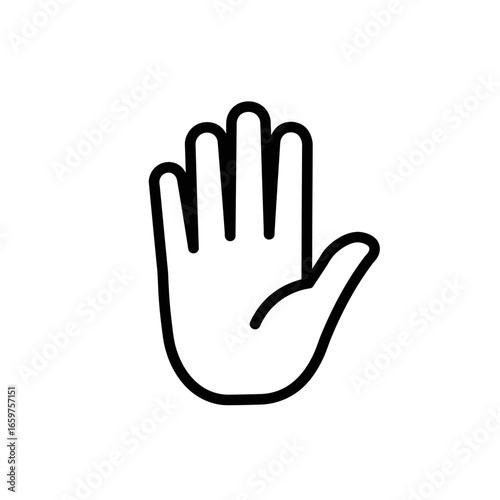 Stylized Black Outline of an Open Hand with Fingers Spread.