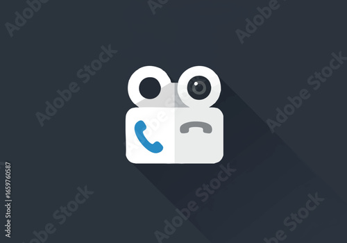A stylized cartoon frog icon representing phone call options, with answer and hang-up symbols on a dark background.