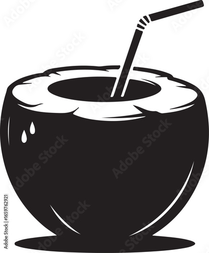 Coconut drink silhouette vector illustration