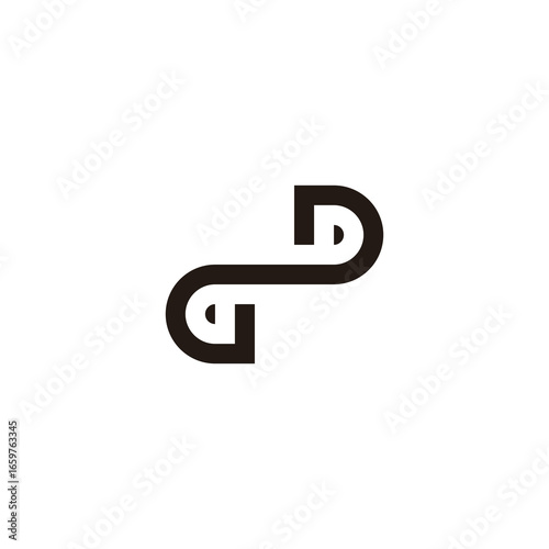 Letter D number 2 curve geoemtric symbol simple logo vector