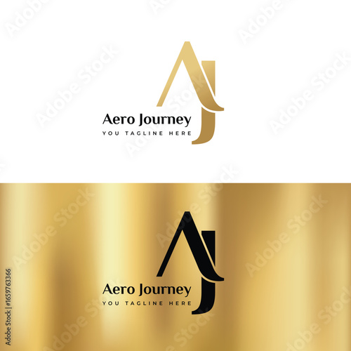 Elegant Aero Journey Logo Design with Abstract AJ Monogram for Travel and Aviation